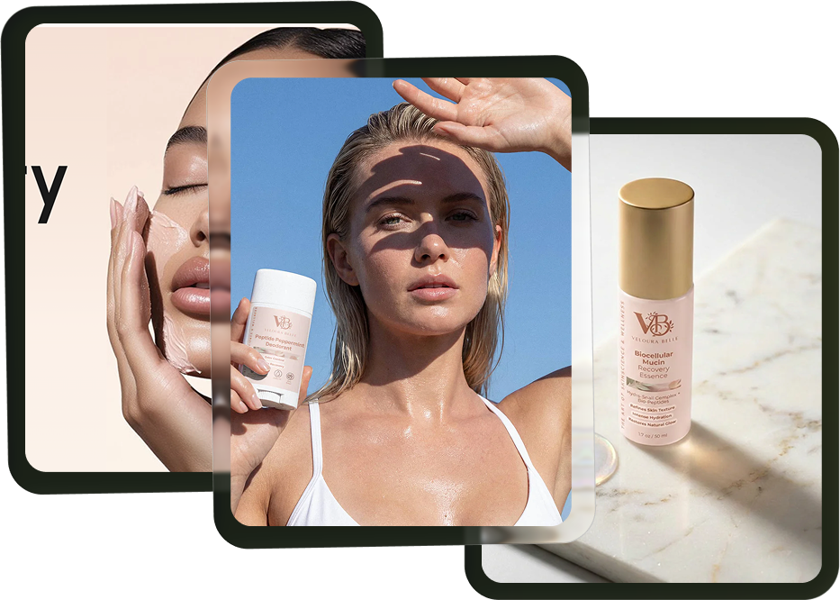 Veloura Belle beauty products and models